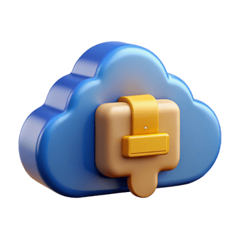 serene rustic A cloud storage icon, stylized and 3D exclusive png