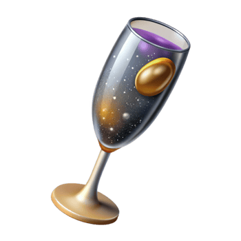 dramatic vintage Glass of Champagne with Bubbles Cutout png