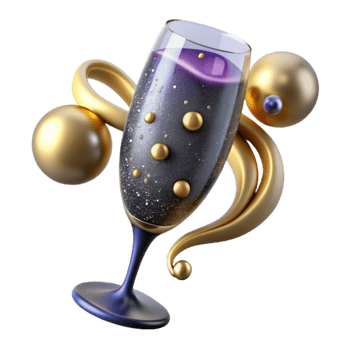 beautiful vintage Glass of Champagne with Bubbles Cutout high resolution png