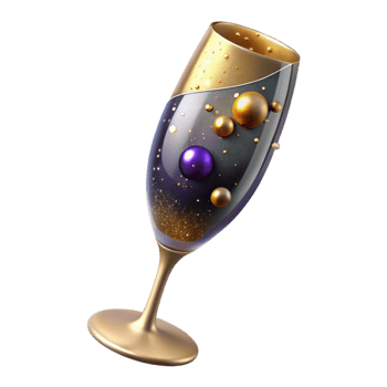 beautiful vintage Glass of Champagne with Bubbles Cutout professional png