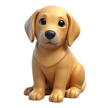 dramatic abstract A golden retriever puppy, sitting and looking up premium png