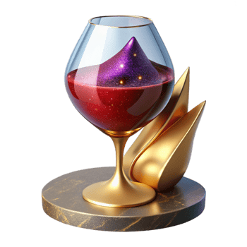 beautiful vintage Glass of Red Wine Angled View with Reflections Transparent high quality png