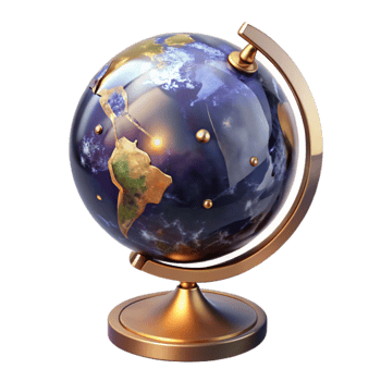 impressive artistic Globe with Stand Angled View Transparent Cutout detailed png