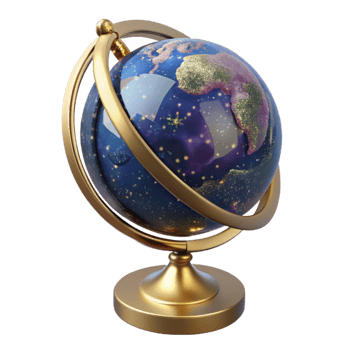 stunning minimalist Globe with Stand Angled View Transparent Cutout high resolution png