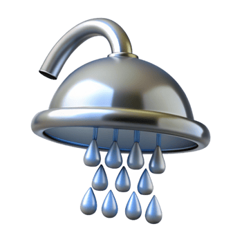 serene abstract Modern showerhead, chrome, rainfall, high quality png