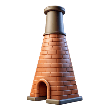 serene artistic Brick chimney, tall, brick, authentic png