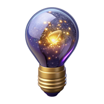 impressive creative Glowing Light Bulb Top View Transparent Background png
