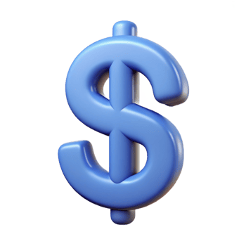 serene modern A single, stylized dollar sign icon high quality png