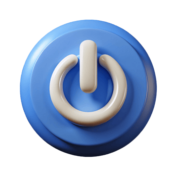 serene rustic A single, stylized power button icon authentic png