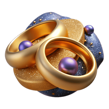 serene minimalist Golden Wedding Rings Top Angle Isolated professional png