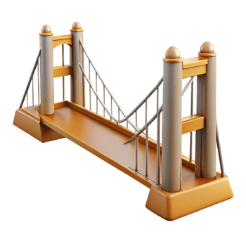 serene traditional Bridge section, suspension bridge, high quality png