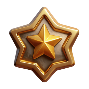 elegant classic Gold Star Icon with Shadow Cutout detailed png