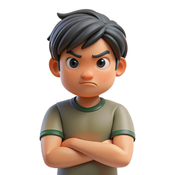 vibrant contemporary Angry teenager with crossed arms professional png