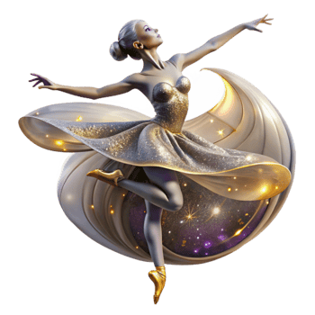 magnificent vintage Graceful Ballet Dancer Spin Transparent Background with Dramatic Shadows original png