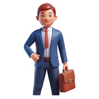 beautiful artistic Businessman in suit with briefcase 4K png