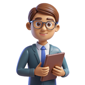 stunning minimalist Teacher with glasses and a book authentic png