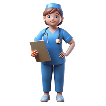 dramatic classic Nurse in scrubs with a clipboard original png