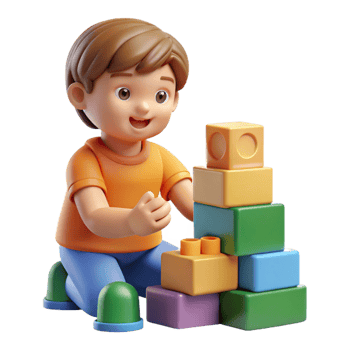 serene minimalist Child playing with building blocks genuine png
