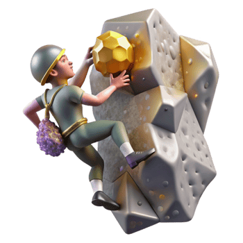 serene rustic Gray Rock Climber Ascending Cliff Face Cutout professional png