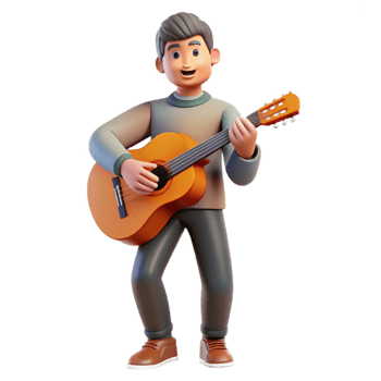impressive minimalist Musician playing a guitar 4K png