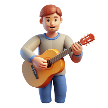 beautiful abstract Musician playing a guitar premium png