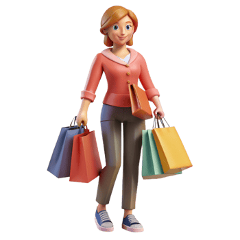 wonderful classic Young woman with shopping bags detailed png