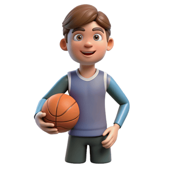 serene minimalist Teenage boy with a basketball high quality png
