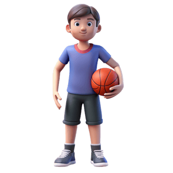 dramatic abstract Teenage boy with a basketball authentic png