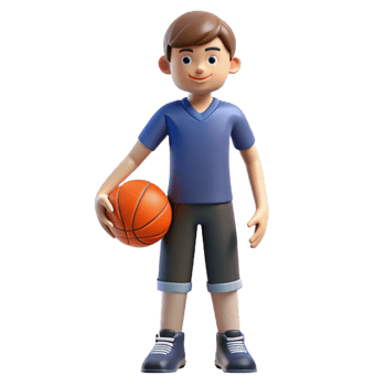 serene vintage Teenage boy with a basketball premium png