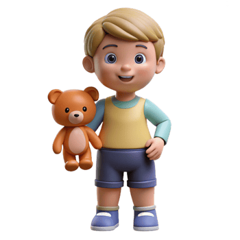 serene abstract Child with a teddy bear exclusive png