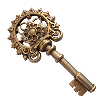 serene vintage Steampunk key with ornate filigree and clockwork details detailed png
