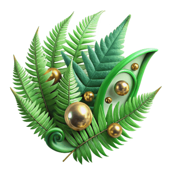 vibrant modern Green Fern Leaves Unfurling Transparent Background high quality png