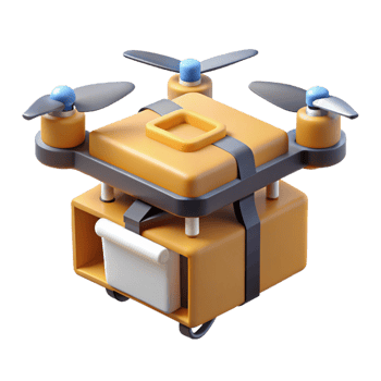 vibrant rustic Delivery drone with package attached authentic png