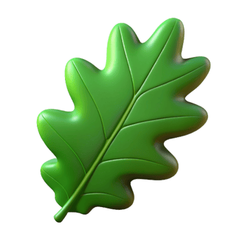 dramatic classic Single oak leaf, green professional png