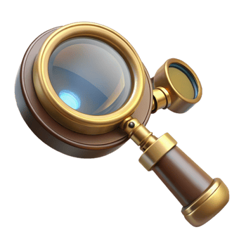 wonderful vintage Steampunk monocle with a delicate brass frame and magnifying glass high quality png