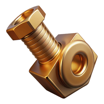 impressive classic Steampunk bolt, large and brass with a hexagonal head high resolution png