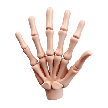 vibrant minimalist A realistic illustration of a skeletal hand reaching out authentic png