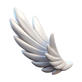 serene vintage A stylized, feathered wing, angel or bird, white and pristine authentic png