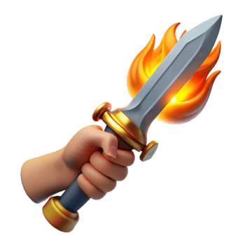extraordinary artistic A detailed, realistic human hand holding a flaming sword premium png