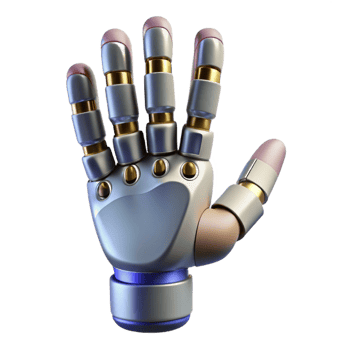 dramatic minimalist Cybernetic Hand with articulated fingers high quality png