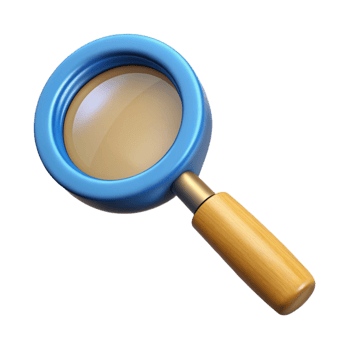 serene creative A magnifying glass, with wooden handle, premium png
