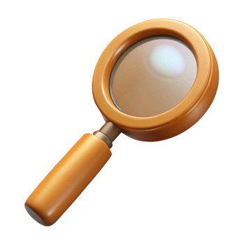 vibrant minimalist A magnifying glass, with wooden handle, exclusive png