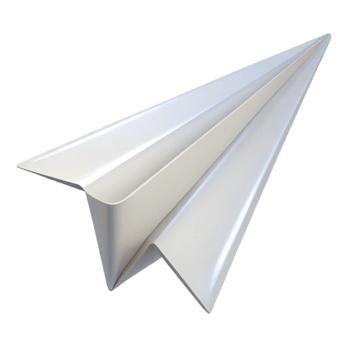 impressive contemporary A paper airplane, white, mid-flight, detailed png