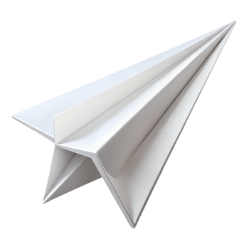 elegant modern A paper airplane, white, mid-flight, genuine png