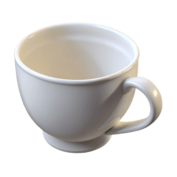 beautiful classic A teacup, white porcelain, empty, 4K png