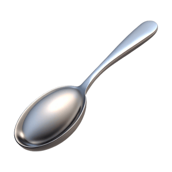 vibrant minimalist A spoon, silver, polished, genuine png