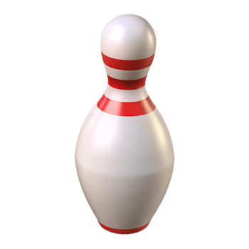dramatic vintage A bowling pin, white with red stripes, original png