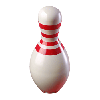elegant artistic A bowling pin, white with red stripes, high resolution png