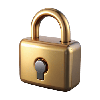 wonderful traditional A padlock, brass, closed, detailed png