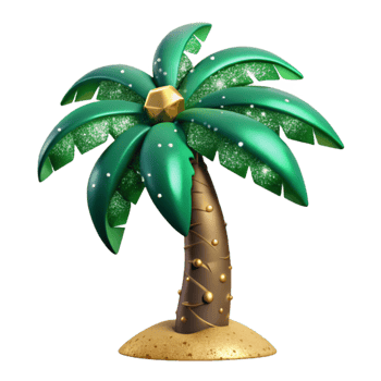 impressive classic Green Palm Tree Tropical Scene Isolated high quality png